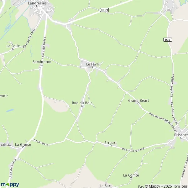 Plan Le Favril carte de Le Favril (59550) et infos pratiques